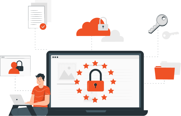User accessing secure cloud tools on a laptop, ensuring data protection, productivity, and connectivity.